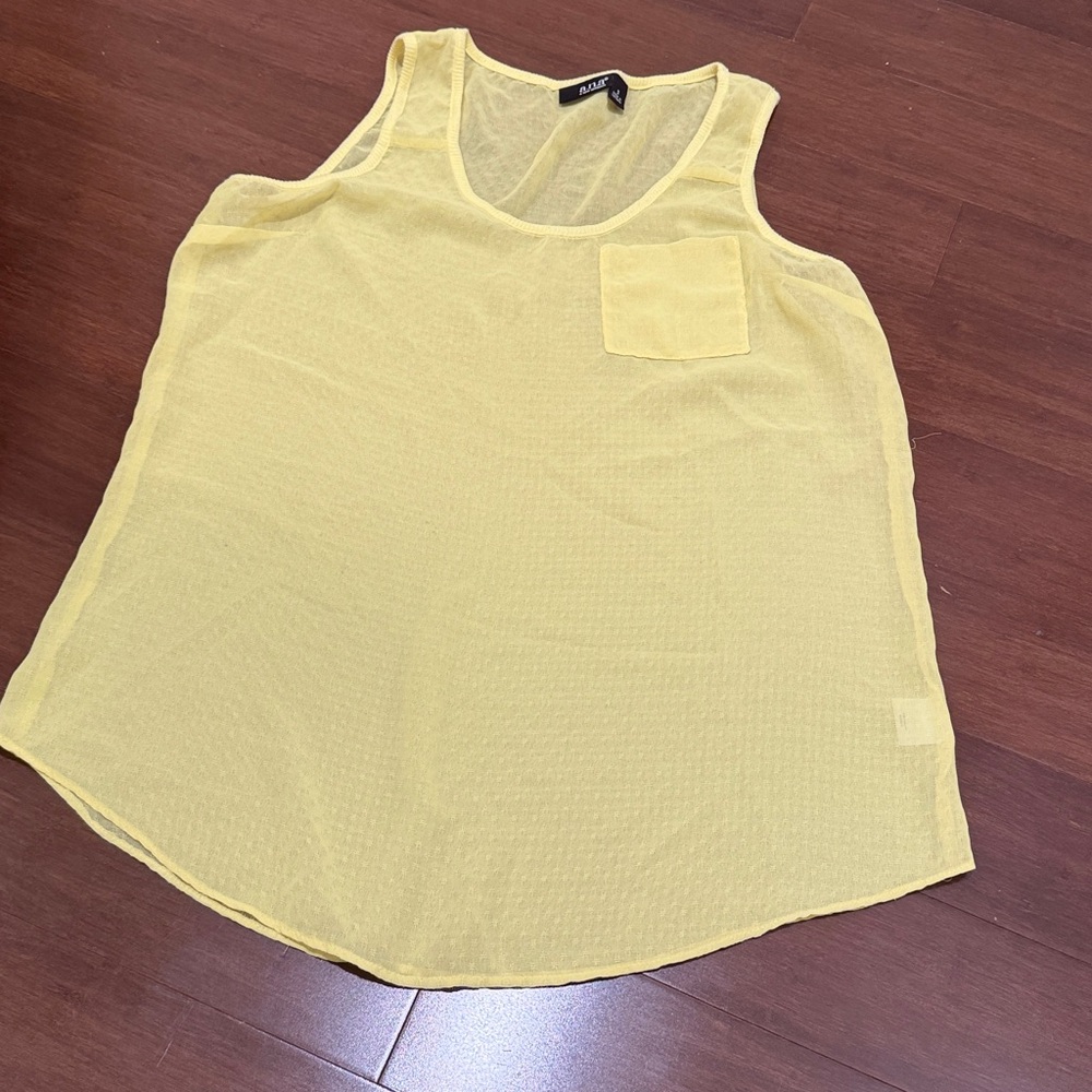 a.n.a Light Yellow Textured Sheet Tank Top